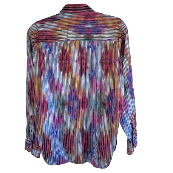 Mens Viscontt Black multi-color button down top size medium - Picture 2 of 7